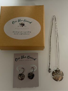 Metal Sand Dollar Earrings & Pendant (18”chain) Handcrafted Nickel free Jewelry